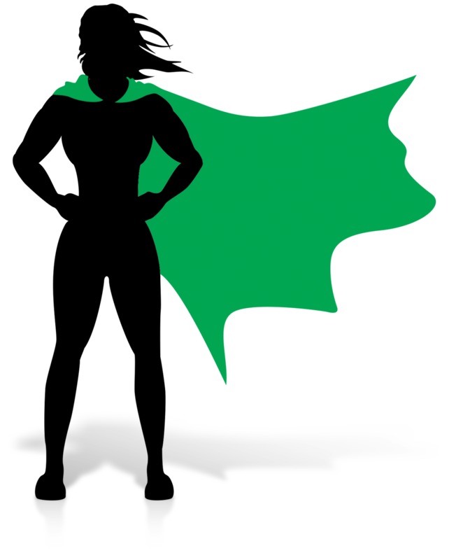 High-resolution clipart illustration of Female Hero Super Stance, designed for corporate facility safety compliance, residential property access control, and physical security asset management.
