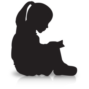 Girl Reading Silhouette PowerPoint clipart graphic preview.