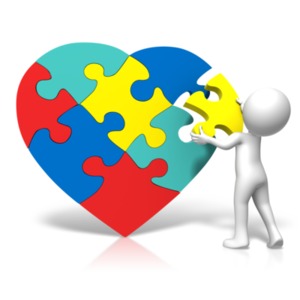 Autism Heart Puzzle Insert PowerPoint clipart graphic preview.