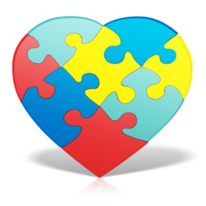 Autism Heart Puzzle PowerPoint clipart graphic preview.