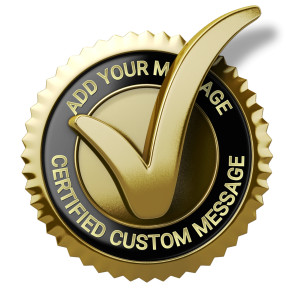 Gold Check Mark Seal Customizable PowerPoint clipart graphic preview.