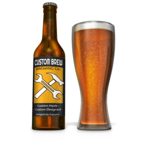 Custom Beer Bottle with Filled Glass Customizable PowerPoint clipart graphic preview.