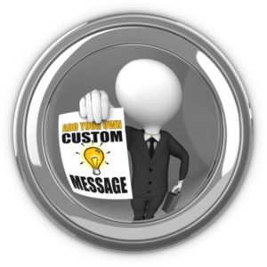 Businessman In Eyehole With Sign Customizable PowerPoint clipart graphic preview.