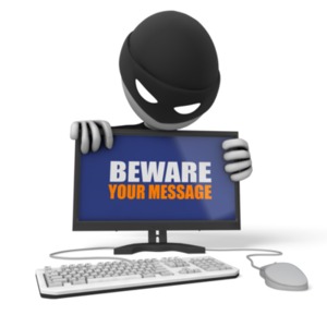 Thief Behind Computer Customizable PowerPoint clipart graphic preview.