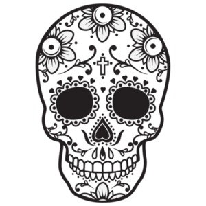 Sugar Skull Black White PowerPoint clipart graphic preview.