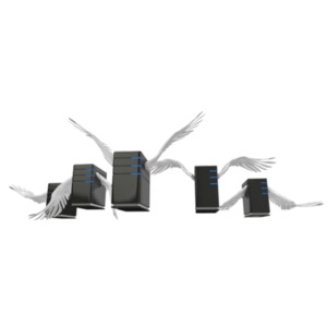 Servers Flying In Formation PowerPoint clipart graphic preview.