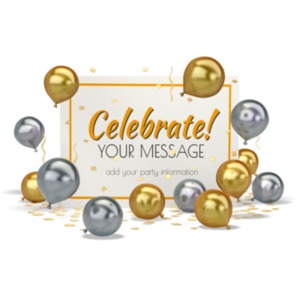 Balloons With Card Customizable PowerPoint clipart graphic preview.