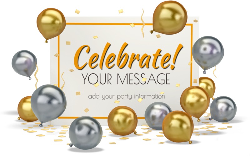 High-resolution customizable clipart of Balloons With Card, designed for seasonal marketing campaigns, corporate event presentations, and holiday promotions.