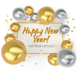 New Year Sign Customizable PowerPoint clipart graphic preview.