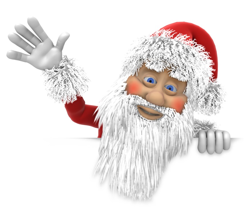 High-resolution clipart illustration of Santa Waving Above Wall, designed for seasonal marketing campaigns, corporate event presentations, and holiday promotions.