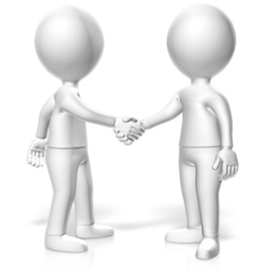 Handshake Two Monochromatic Figures PowerPoint clipart graphic preview.