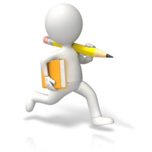 Running Book Pencil PowerPoint clipart graphic preview.