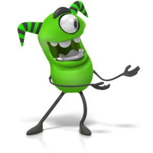 M Monster Gesturing To The Side Clip PowerPoint clipart graphic preview.