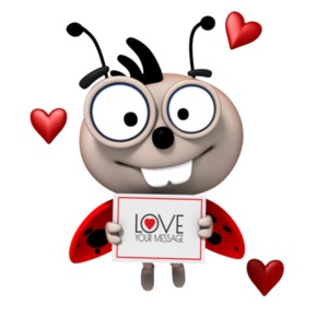 Love Bug With Sign Customizable PowerPoint clipart graphic preview.
