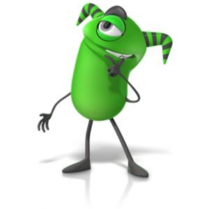 M Monster Thinking PowerPoint clipart graphic preview.