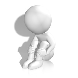 Sad Figure By Wall PowerPoint clipart graphic preview.