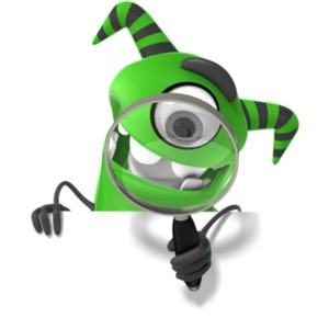 M Monster Holding Magnifying Glass PowerPoint clipart graphic preview.
