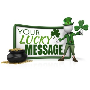 Leprechaun Sign Holding Shamrock Customizable PowerPoint clipart graphic preview.