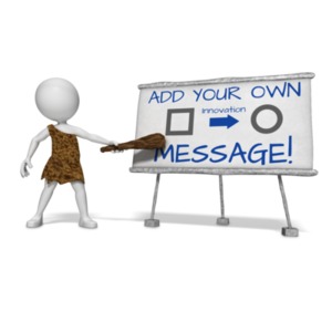 Caveman Presenting Custom Board Customizable PowerPoint clipart graphic preview.
