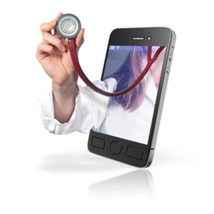 Doctor Online Mobile Help PowerPoint clipart graphic preview.