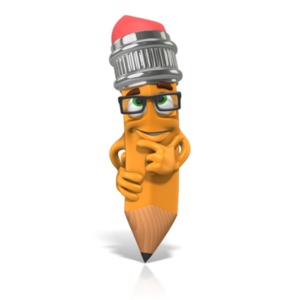 Scribbles The Pencil Thinking PowerPoint clipart graphic preview.