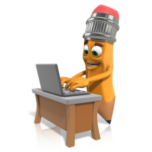 Scribbles - Pencil Computer Typing PowerPoint clipart graphic preview.
