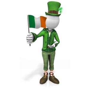 Irish Figure Waving Flag PowerPoint clipart graphic preview.
