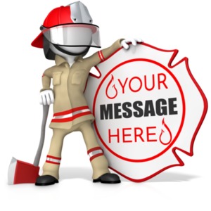 Fire Fighter Standing By Custom Sign Customizable PowerPoint clipart graphic preview.