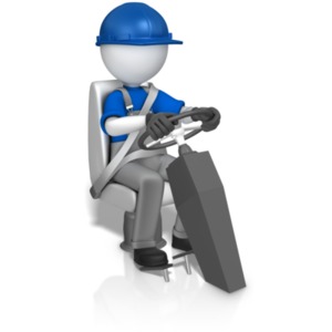Worker In Seat Behind Wheel PowerPoint clipart graphic preview.