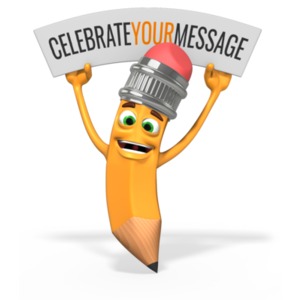Scribbles Pencil Celebration Sign Customizable PowerPoint clipart graphic preview.