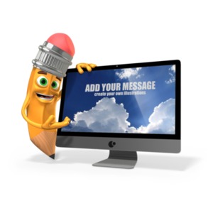 Scribbles Pencil Computer Customizable PowerPoint clipart graphic preview.