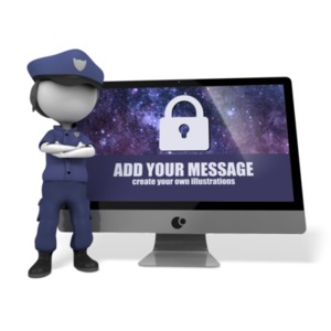 Police Officer Cyber Security Customizable PowerPoint clipart graphic preview.