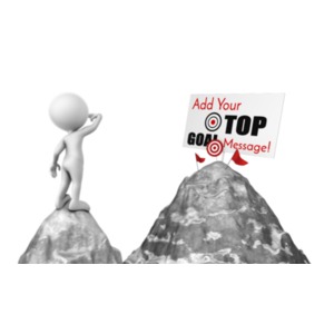 Figure Looking At Mountain Top Sign Customizable PowerPoint clipart graphic preview.