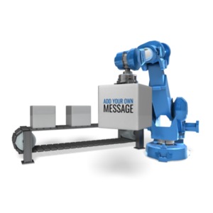 Robot Arm Conveyor Belt Customizable PowerPoint clipart graphic preview.