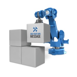 Robot Arm Stack Blocks Customizable PowerPoint clipart graphic preview.