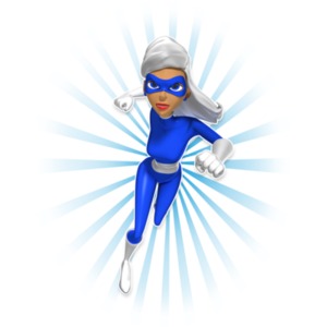 Supergal Running At Camera PowerPoint clipart graphic preview.