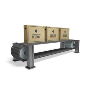Boxes On Conveyor Customizable PowerPoint clipart graphic preview.