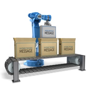 Robot Pack Boxes Customizable PowerPoint clipart graphic preview.