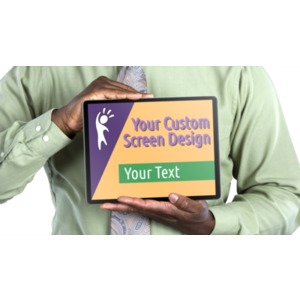 Jake Holds Tablet Horizontal Custom Customizable PowerPoint clipart graphic preview.