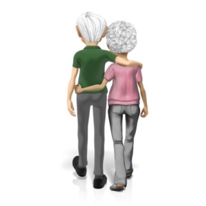 Old Couple Holding One Another PowerPoint clipart graphic preview.