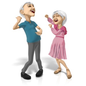 Old Couple Dancing Machines PowerPoint clipart graphic preview.