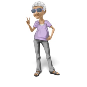 Bernice Throwing Peace Sign PowerPoint clipart graphic preview.