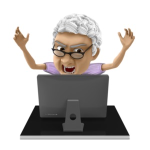 Bernice Frustrated Computer PowerPoint clipart graphic preview.