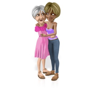 Grandmother Girl Hug PowerPoint clipart graphic preview.