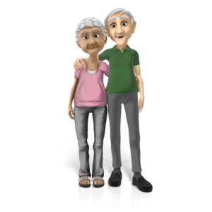 Old Couple Standing Together PowerPoint clipart graphic preview.