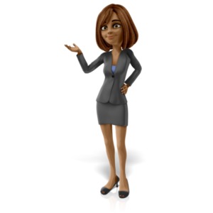 Talia Presenting To The Side PowerPoint clipart graphic preview.