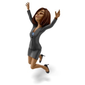 Talia Jumping Celebration PowerPoint clipart graphic preview.