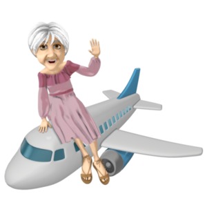 Martha Riding Airplane PowerPoint clipart graphic preview.