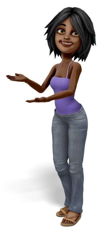 High-resolution clipart illustration of Jada Gesturing To Side, designed for academic lesson planning, classroom engagement, and interactive learning frameworks.