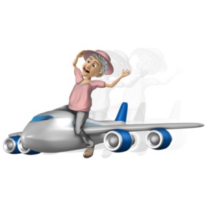 Bernice Travel On Airplane PowerPoint clipart graphic preview.